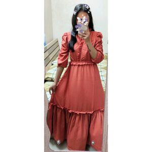 (Plus S)Flirty &amp; Fabulous Orange Tiered Wrap Dress