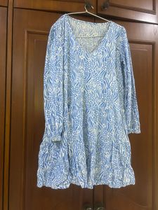 Blue &amp; White Tiered Dress