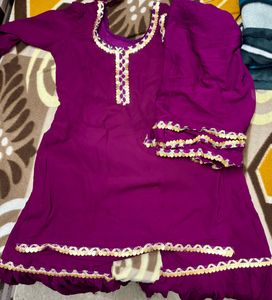 Purple Embroidered Kurta