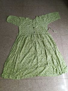 Green Printed Casual Kurta