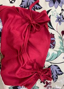 Ruched Lettuce Trim Bow Knot Cami Top
