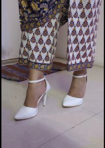 Chic White Heels with Ankle Strap