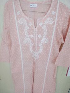 Elegant Peach Embroidered Kurta