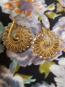 Gold Peacock Earrings