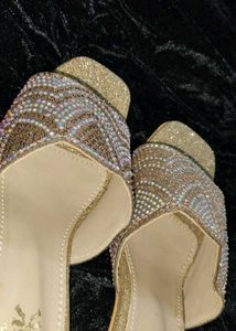 Gold Glitter Embellished Heels