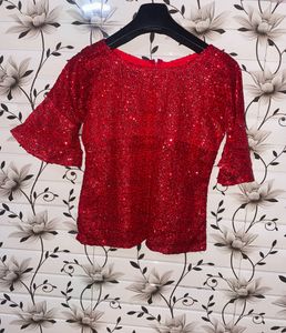 Red Sequin Lehenga Choli Set