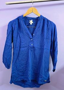 Park Avenue Women Blue Solid Shirt Style Top