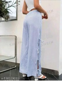 Shein Striped Tie-Up Wide Leg Pants