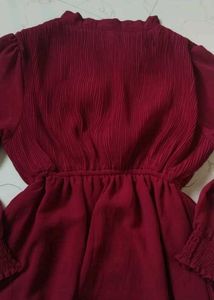 Maroon Tie-Neck Top