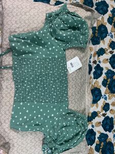 Green Floral Crop Top