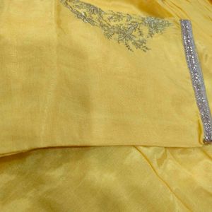 Yellow Embroidered kurta with skirt and dupatta
