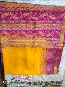Beautiful vintage Yellow Silk Saree💛💜💚