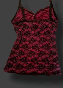 y2k gothic Printed Lace Cami Top