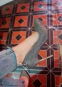 Shimmery Pointed-Toe Stilettos