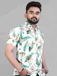 Tropical Print Button-Down Shirt