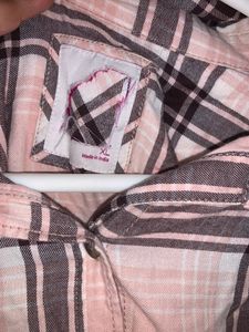 oversized pink and grey checkered shirt