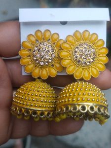 Beautiful Yellow Colour Jhumka