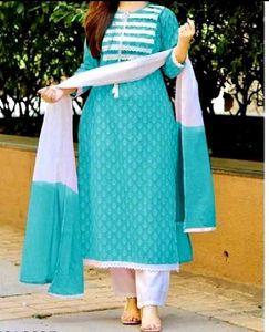 Women Kurti Trouser Dupatta Set