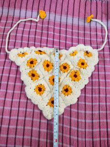 Crochet Sunflower Head Scarf bandana