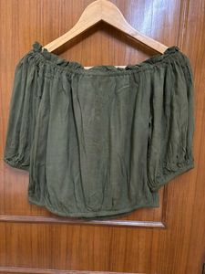 Olive Green Off-Shoulder Top