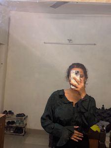 silk crop bell sleeves top