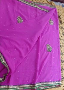 Pink Saree with Embellishments