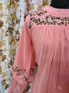Peach Embroidered Top