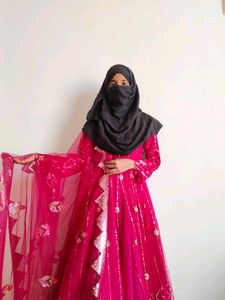 front open anarkali kurti with Lehenga