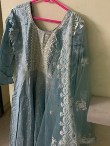Beautiful Pastel Blue Anarkali Set.