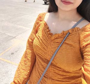 Mustard Ruched Long Sleeve Top