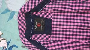 Pink &amp; Navy Checked Shirt