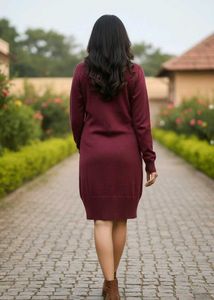 Imported Burgundy Sweater Dress