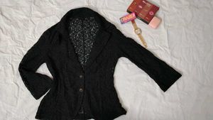 Elegant Black Lace Blazer