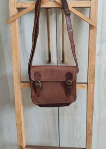 Leather Brown Hanging Bag Size- 9 Inch× 9Inch