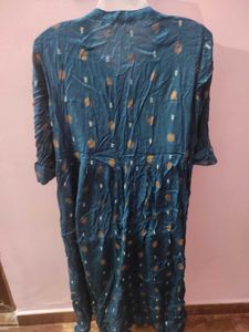 Xxl  Teal Printed A Line Kurta
