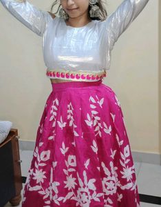 Pink Floral Lehenga Choli Set