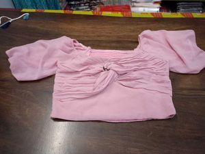 Pink Knotted Crop Top