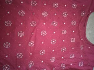 Red Embroidered Kurta