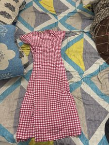 Pink Gingham Wrap Dress