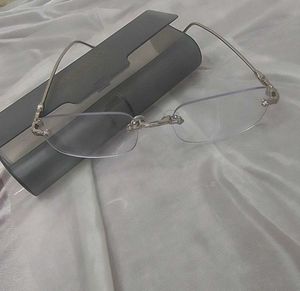 Rimless Silver Glasses with Case