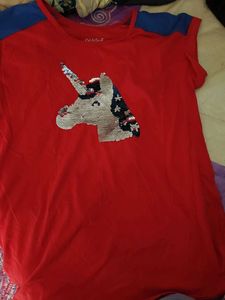 Red Unicorn Girls T-Shirt