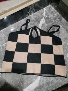 Checkered Knit Top
