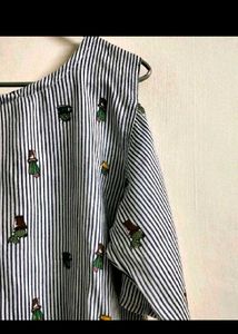 Cold Shoulder Striped Top.