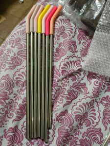 Stainless Steel Straws With Tip &amp; Cleaning Brush