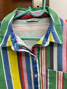 Only Multicoloured Cropped Shirt Top