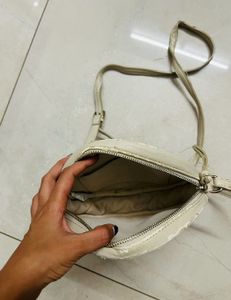 Beige Leather Sling Bag
