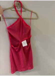 ZARA cut-out Halter Neck Dress