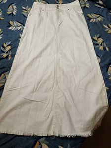 WHITE MAXI DENIM SKIRT
