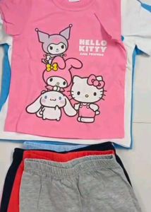 Cute Hello Kitty Tee & Shorts Set