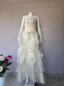 Elegant creme organza gown FIXED PRICE